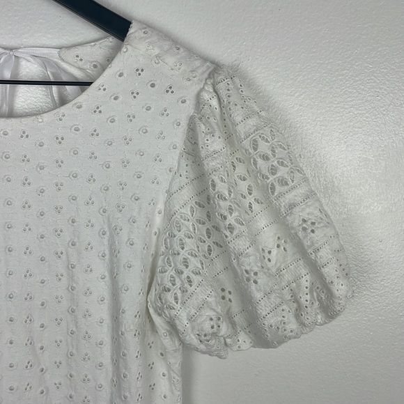 NWT Free People Eyelet puffed sleeved white dress - Picture 3 of 4